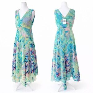 NWT Rabbit Handkerchief Flowing Waterfall Hem Dress Size 12 Blue Boho Vacation